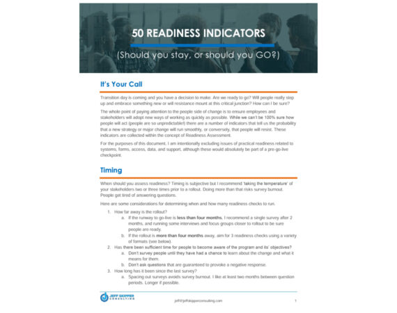 Assessing Readiness: 50 Indicators